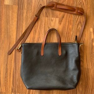 Madewell ziptop transport tote in black brown